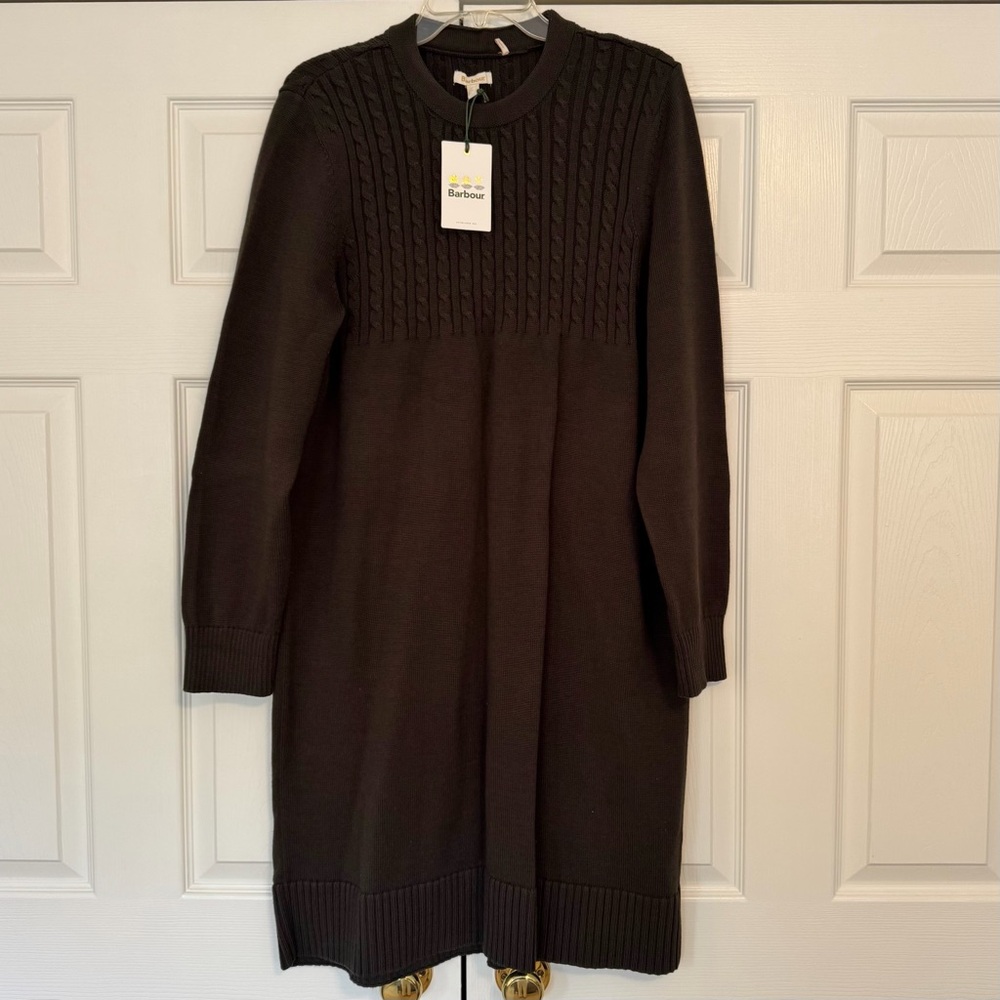NWT Barbour Stitch Guernsey Dress Olive 14 - Picture 5 of 16